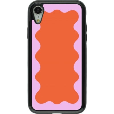 Coque iPhone XR - Hybrid Armor noir Wavy Rectangle Orange Pink