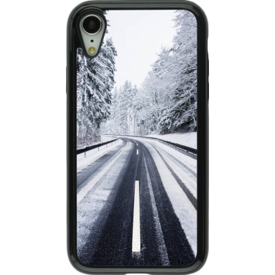 Coque iPhone XR - Hybrid Armor noir Winter 22 Snowy Road