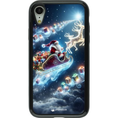 Coque iPhone XR - Hybrid Armor noir Noël 2023 Père Noël enchanté