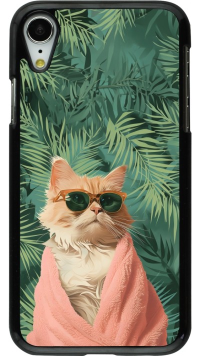 Coque iPhone XR - Cat Summer Palms