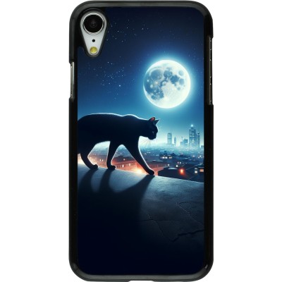 Coque iPhone XR - Chat noir sous la pleine lune