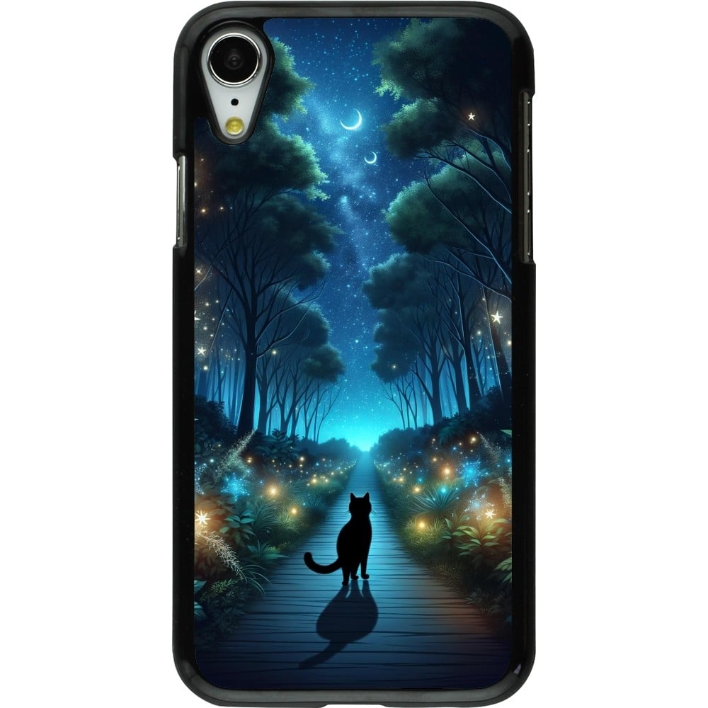 Coque iPhone XR - Chat noir promenade