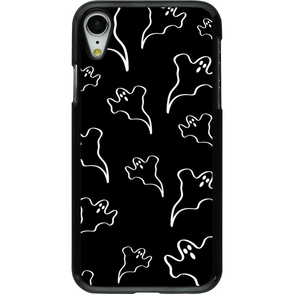 Coque iPhone XR - Halloween 2024 black and white ghosts