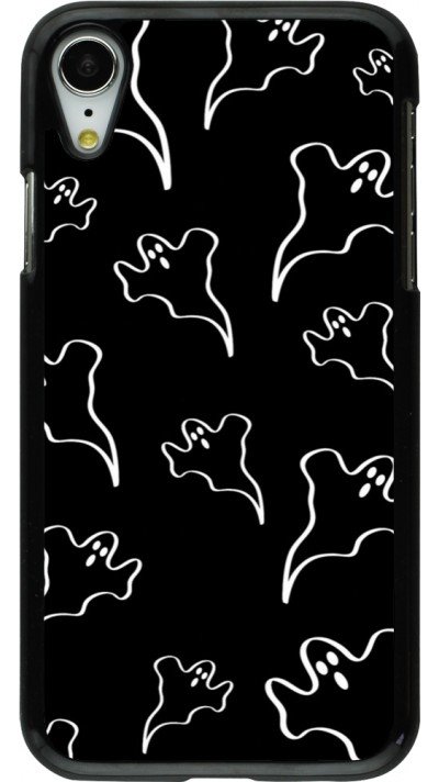 Coque iPhone XR - Halloween 2024 black and white ghosts