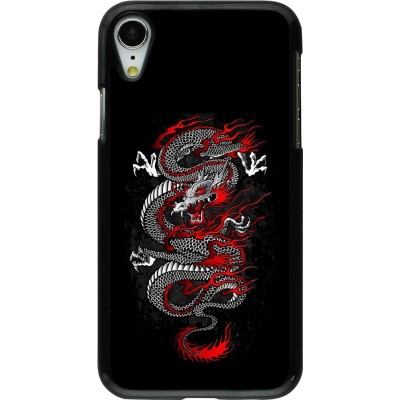 Coque iPhone XR - Japanese style Dragon Tattoo Red Black