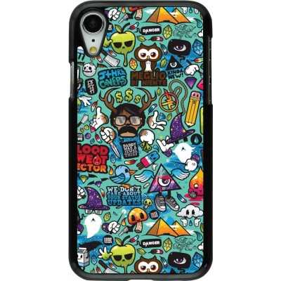 Coque iPhone XR - Mixed Cartoons Turquoise