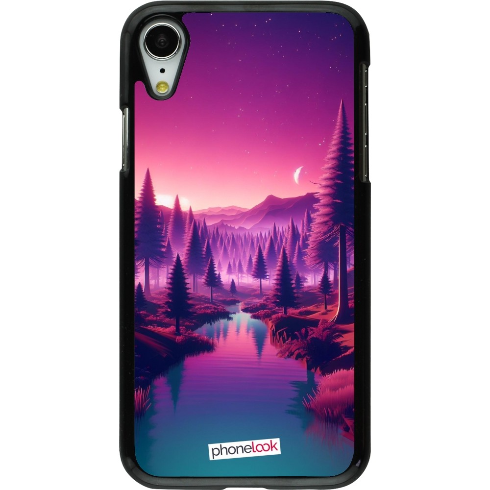 Coque iPhone XR - Paysage Violet-Rose