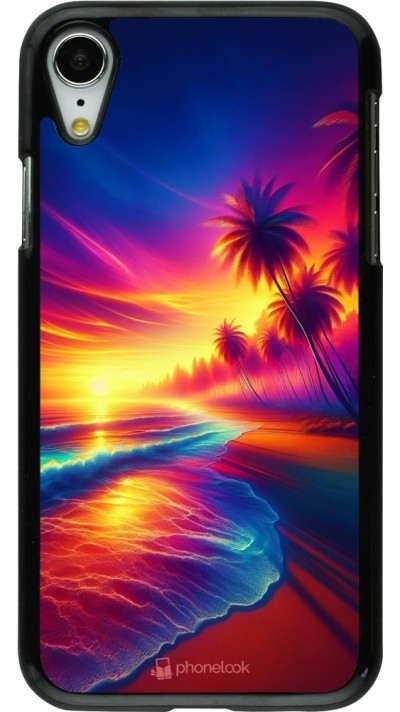 Coque iPhone XR - Plage coucher soleil flashy