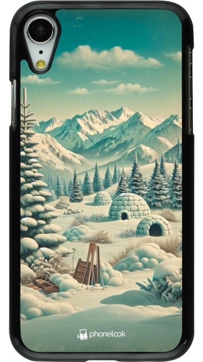 Coque iPhone XR - Vintage Snowy Mountain Igloo