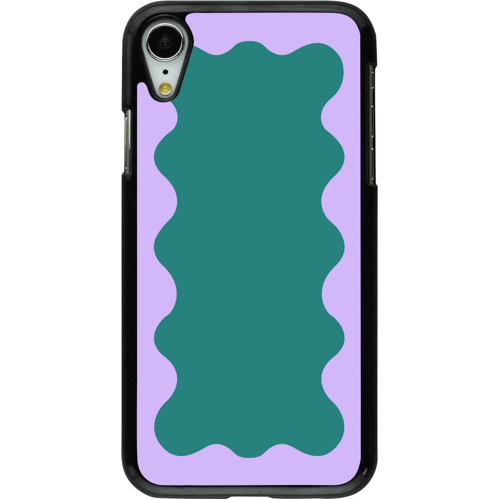 Coque iPhone XR - Wavy Rectangle Green Purple