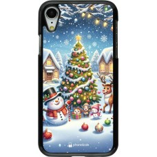 Coque iPhone XR - Noël 2023 bonhomme de neige et sapin