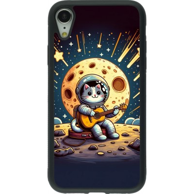 Coque iPhone XR - Silicone rigide noir AstroCat RockLune