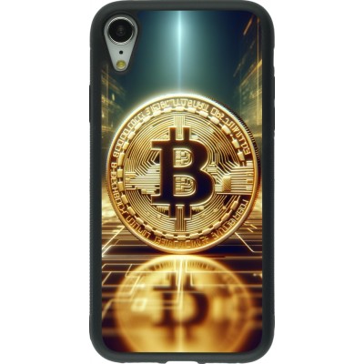 Coque iPhone XR - Silicone rigide noir Bitcoin Standing