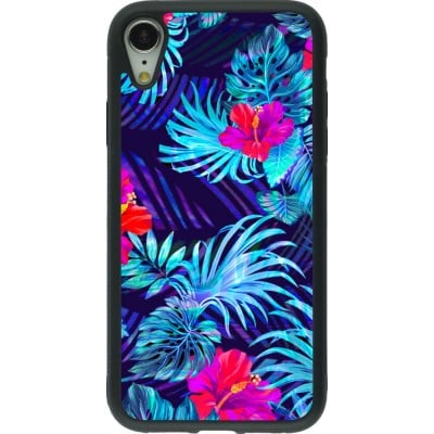 Coque iPhone XR - Silicone rigide noir Blue Forest