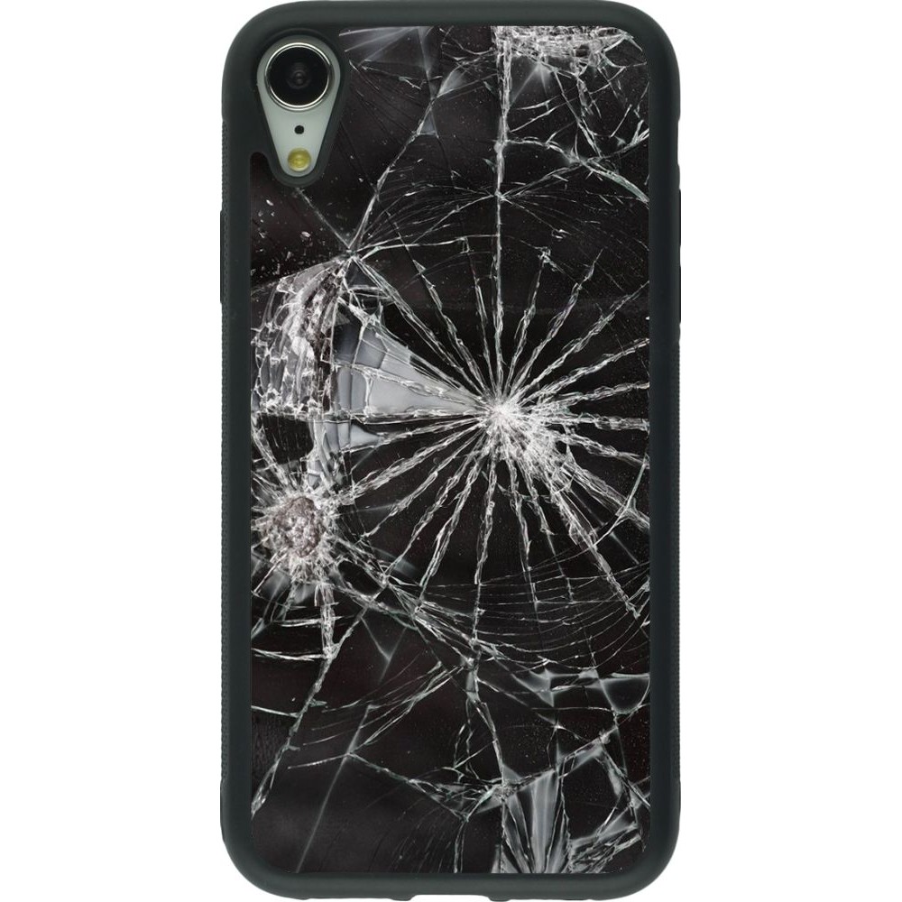 Coque iPhone XR - Silicone rigide noir Broken Screen