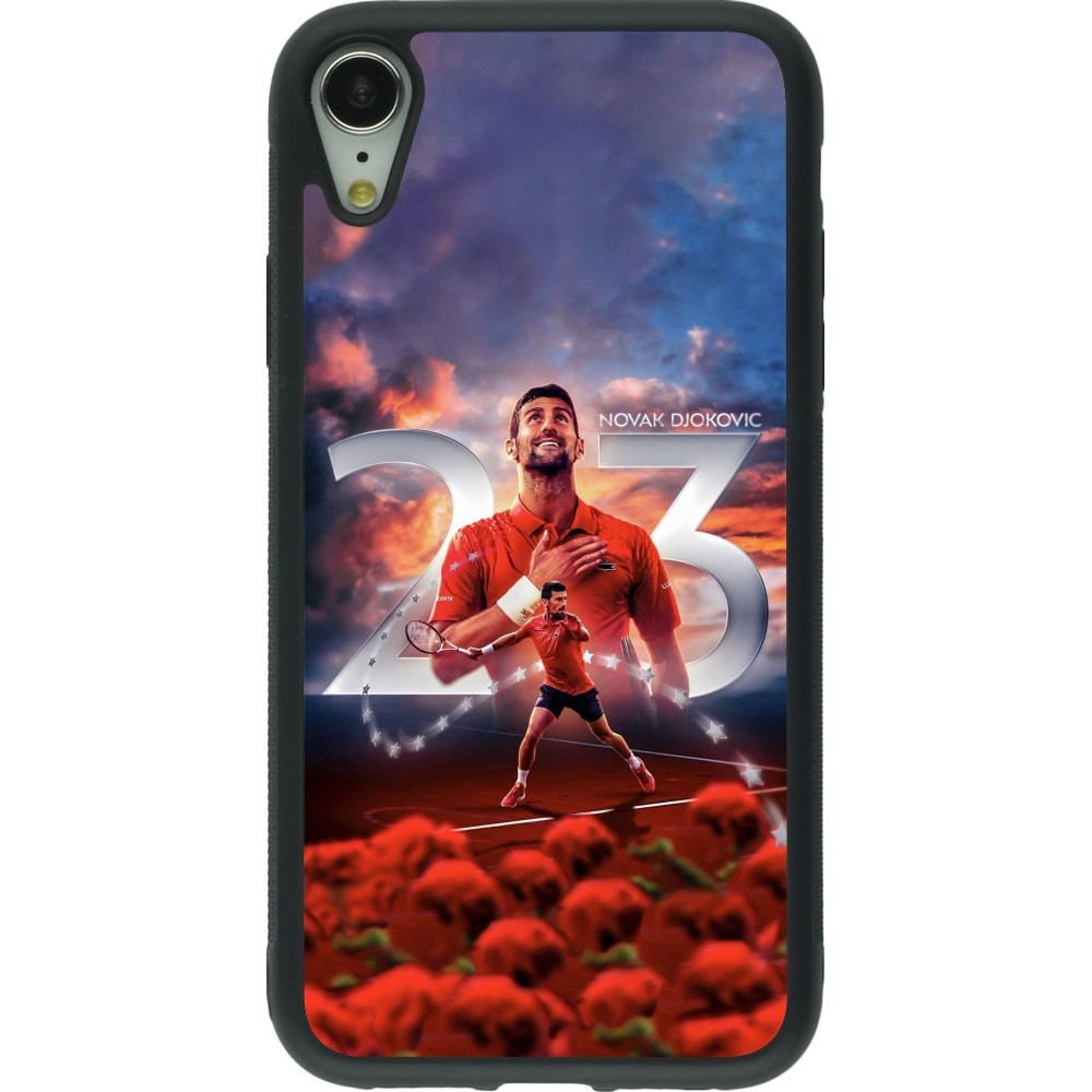 Coque iPhone XR - Silicone rigide noir Djokovic 23 Grand Slam