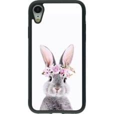 Coque iPhone XR - Silicone rigide noir Easter 2023 flower bunny