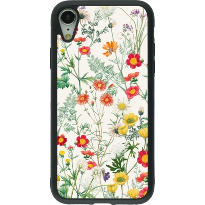 Coque iPhone XR - Silicone rigide noir Flora Botanical Wildlife