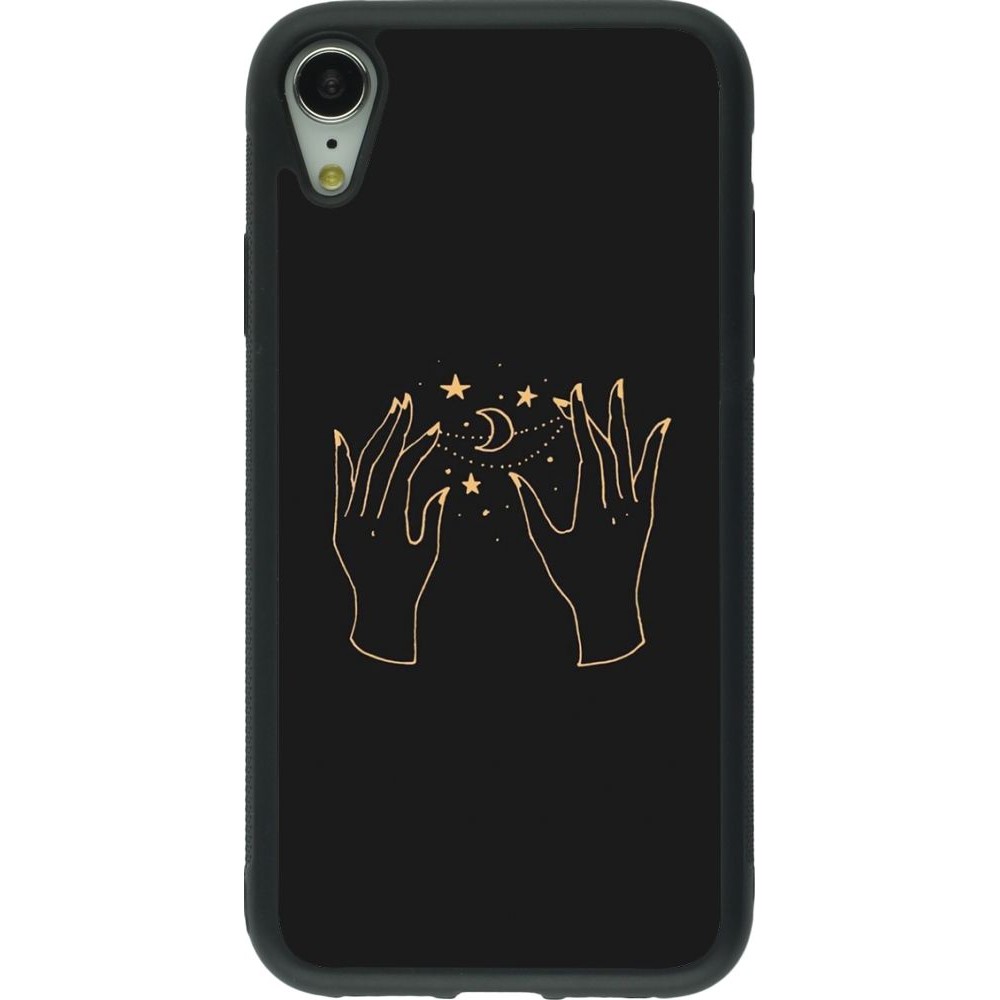 Coque iPhone XR - Silicone rigide noir Grey magic hands