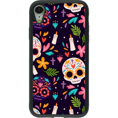 Coque iPhone XR - Silicone rigide noir Halloween 2023 mexican style