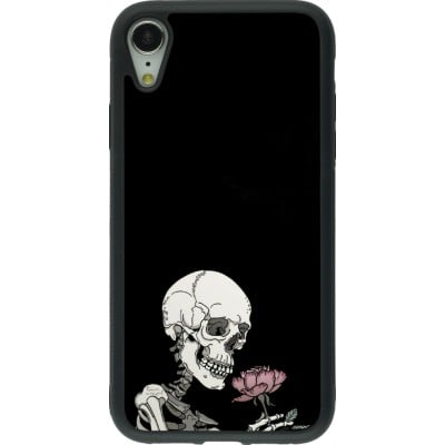 Coque iPhone XR - Silicone rigide noir Halloween 2023 rose and skeleton