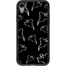 Coque iPhone XR - Silicone rigide noir Halloween 2024 black and white ghosts