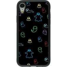 Coque iPhone XR - Silicone rigide noir Halloween 2024 colorful ghosts