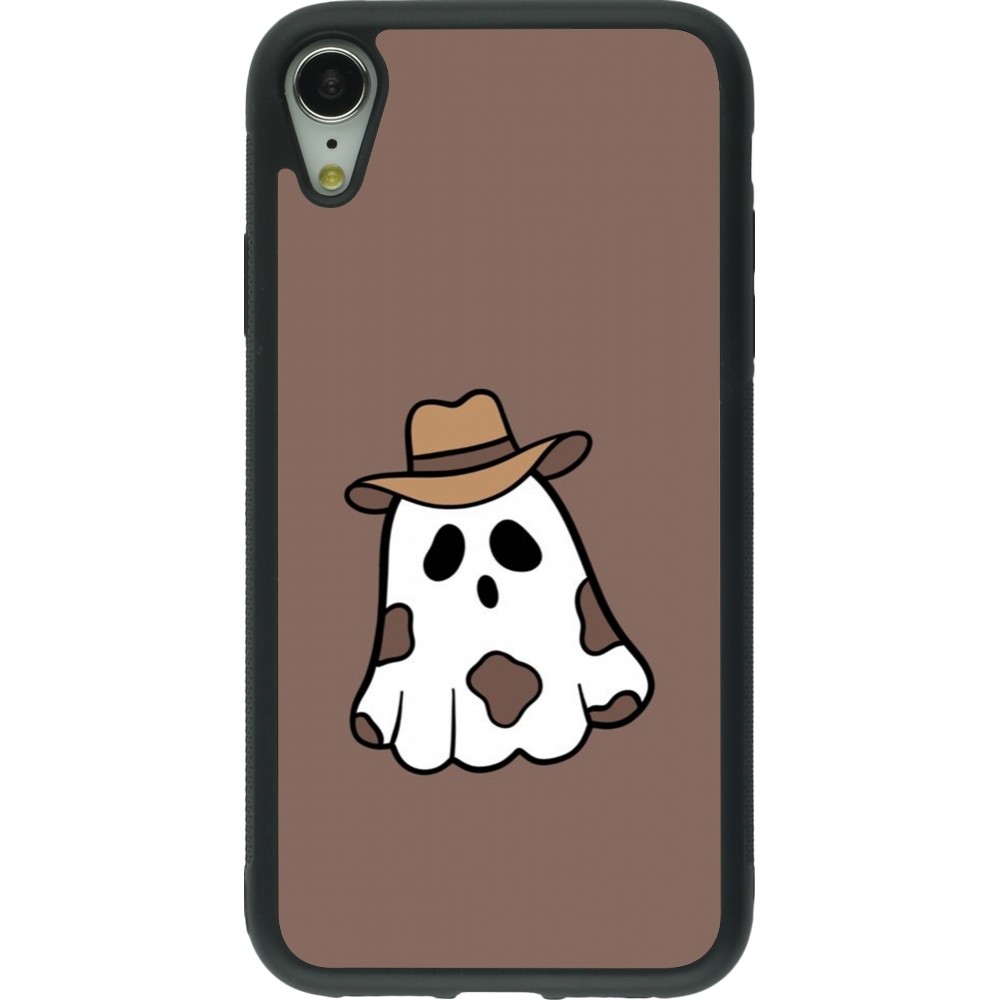 Coque iPhone XR - Silicone rigide noir Halloween 2024 cowboy ghost