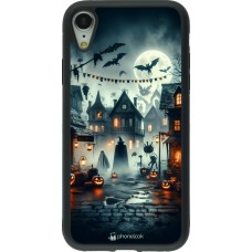 Coque iPhone XR - Silicone rigide noir Halloween Spookville