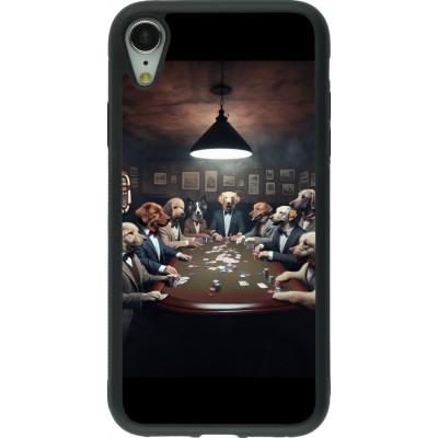 Coque iPhone XR - Silicone rigide noir Les pokerdogs