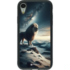 Coque iPhone XR - Silicone rigide noir Le lion blanc