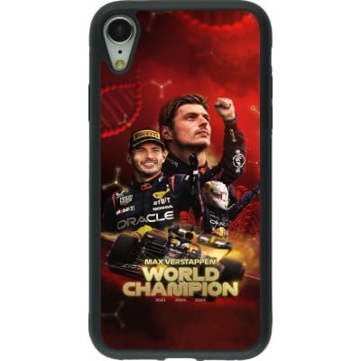 Coque iPhone XR - Silicone rigide noir Max Verstappen Champion 2023