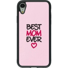 Coque iPhone XR - Silicone rigide noir Mom 2023 best Mom ever pink