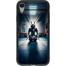 Coque iPhone XR - Silicone rigide noir Samouraï en prière