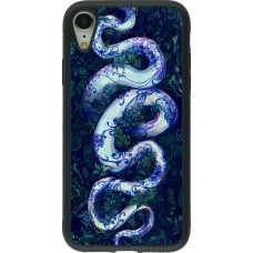 Coque iPhone XR - Silicone rigide noir Serpent Blue Anaconda