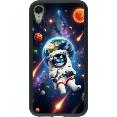 Coque iPhone XR - Silicone rigide noir VR SpaceCat Odyssey