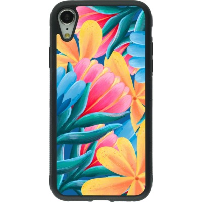 Coque iPhone XR - Silicone rigide noir Spring 23 colorful flowers