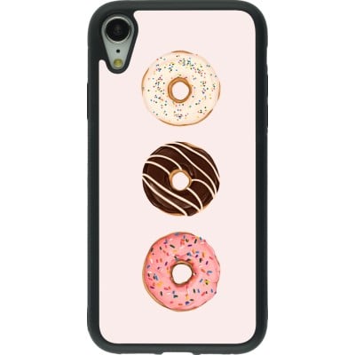 Coque iPhone XR - Silicone rigide noir Spring 23 donuts