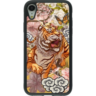 Coque iPhone XR - Silicone rigide noir Spring 23 japanese tiger