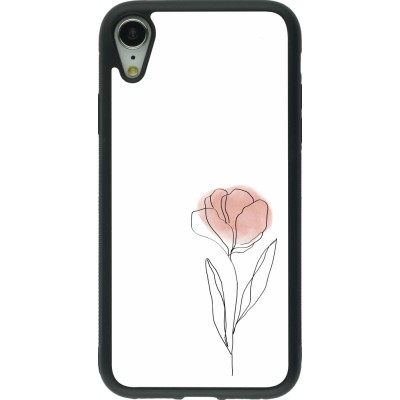 Coque iPhone XR - Silicone rigide noir Spring 23 minimalist flower