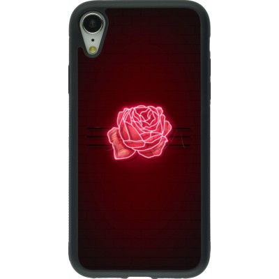 Coque iPhone XR - Silicone rigide noir Spring 23 neon rose