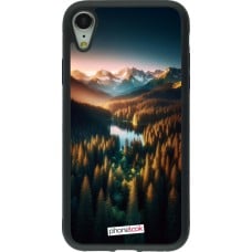 Coque iPhone XR - Silicone rigide noir Sunset Forest Lake