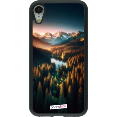 Coque iPhone XR - Silicone rigide noir Sunset Forest Lake