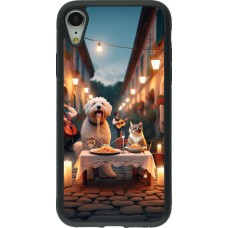 iPhone XR Case Hülle - Silikon schwarz Valentin 2024 Hund & Katze Kerzenlicht