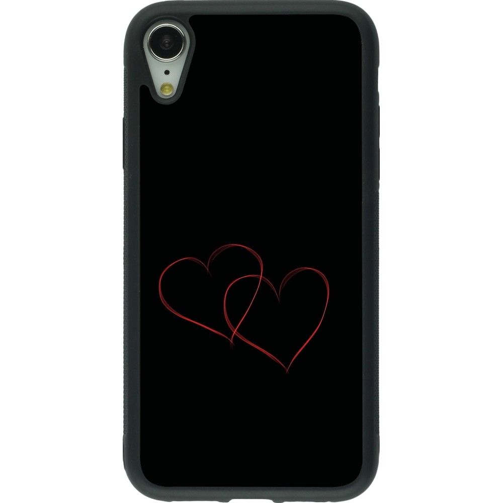 Coque iPhone XR - Silicone rigide noir Valentine 2023 attached heart