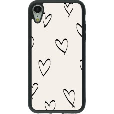 Coque iPhone XR - Silicone rigide noir Valentine 2023 minimalist hearts