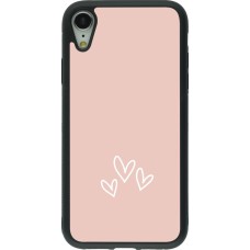 Coque iPhone XR - Silicone rigide noir Valentine 2023 three minimalist hearts