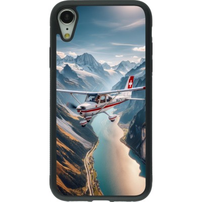 Coque iPhone XR - Silicone rigide noir Vol Alpin Suisse