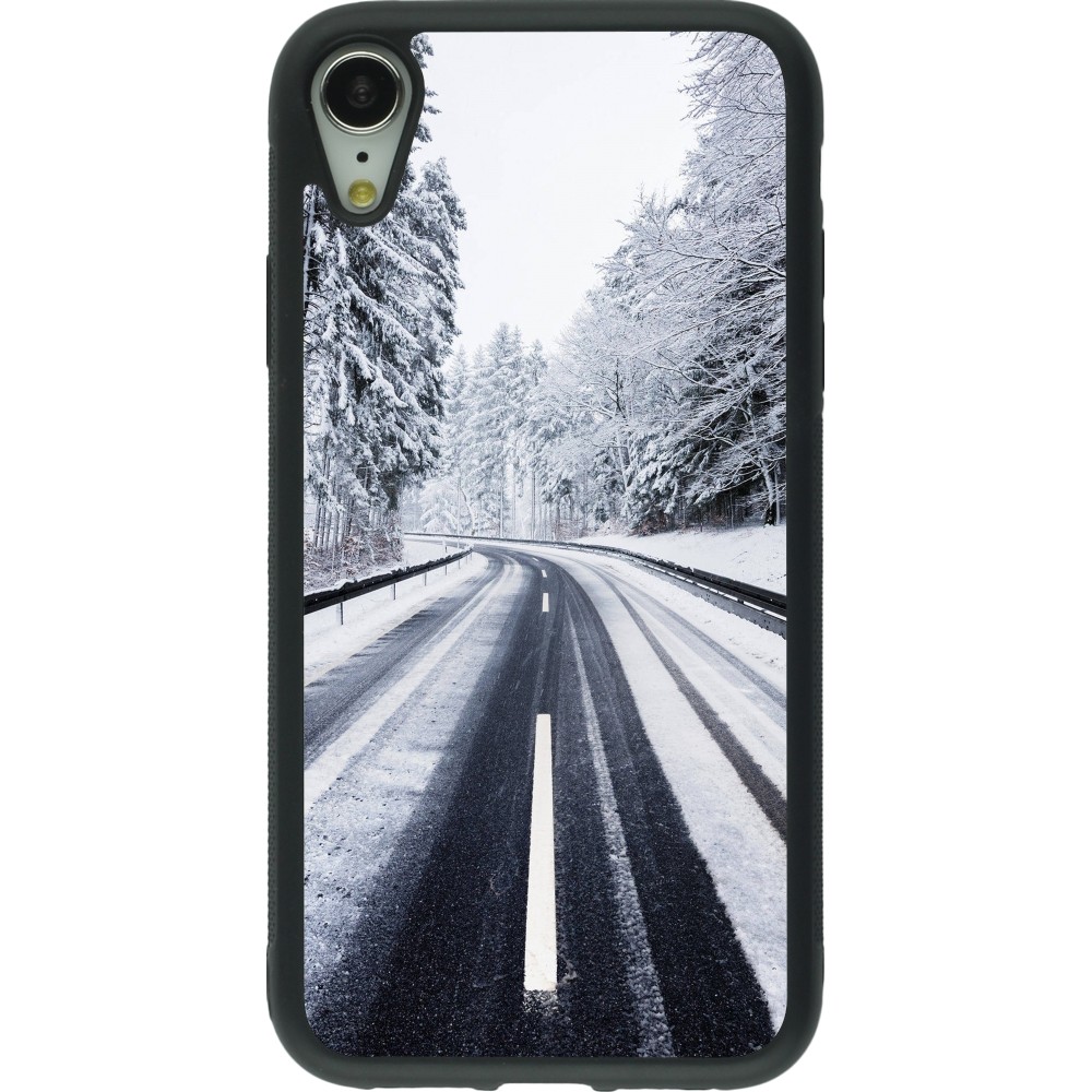 iPhone XR Case Hülle - Silikon schwarz Winter 22 Snowy Road