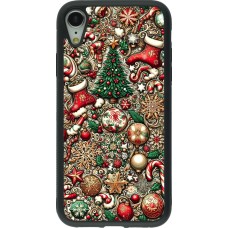 Coque iPhone XR - Silicone rigide noir Noël 2023 micro pattern